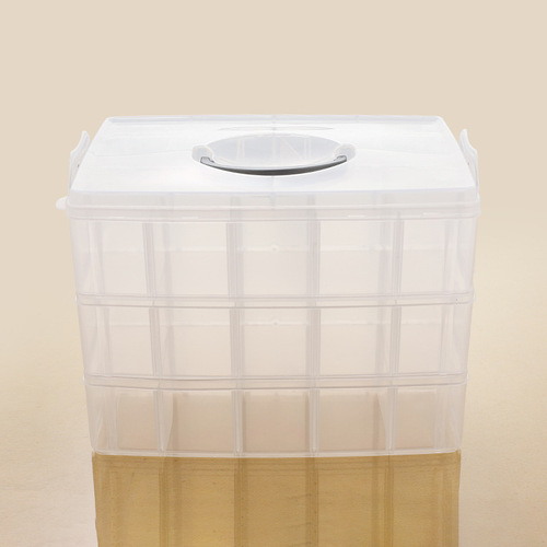 Large three-layer detachable multi-layer 30-compartment portable transparent plastic jewelry fishing gear medicine storage box makeup storage box