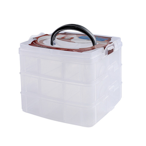 Small three-layer detachable transparent plastic storage box, tool box, free combination, sorting and classification storage box