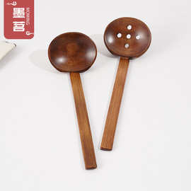 墨茗楠木日式八角味千麻辣烫拉面龟甲勺火锅漏勺实木餐具工厂批发