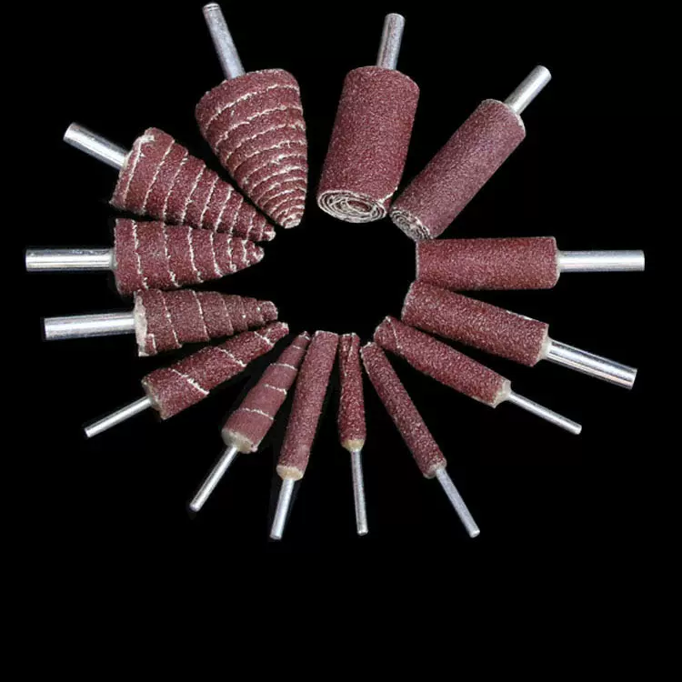 带柄锥形圆柱砂布磨头不锈钢金属打磨玉石缝隙圆锥抛光根雕磨头