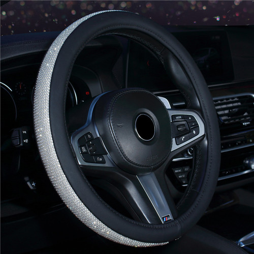 Steering wheel cover car handlebar cover car interior decoration supplies rhinestone steering wheel cover medium size cross-border