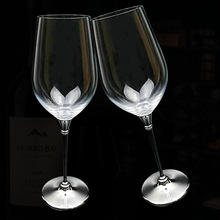 創意金屬腳葡萄酒杯套裝透明玻璃婚慶白地蘭紅酒杯禮盒裝批發廠家