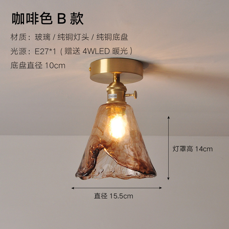陽の電気スタンドの廊下の明かりの通路の明かりの北欧の現代の簡単な玄関の明かりの小さい部屋の寝室の純粋な黄銅の天井の明かり|undefined