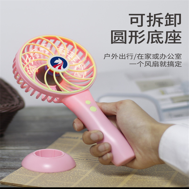 Verano Venta caliente luminoso flash ventilador de escritorio de mano de doble propósito ventilador de ventilador LED palabra publicidad actividad regalo