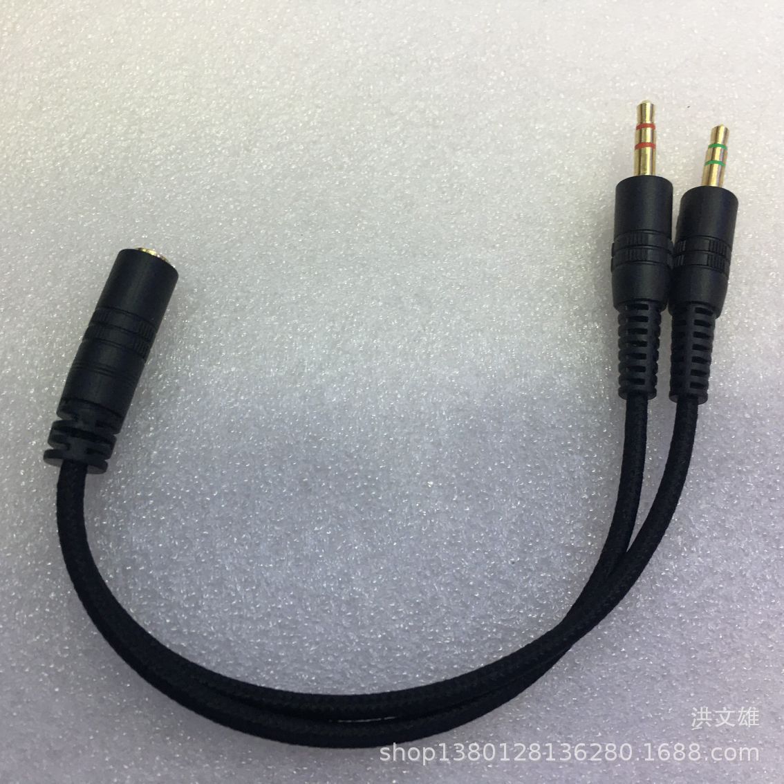 3.5音频线一分二转接线 3.5mm二合一转接线电脑 二公对一母音频线