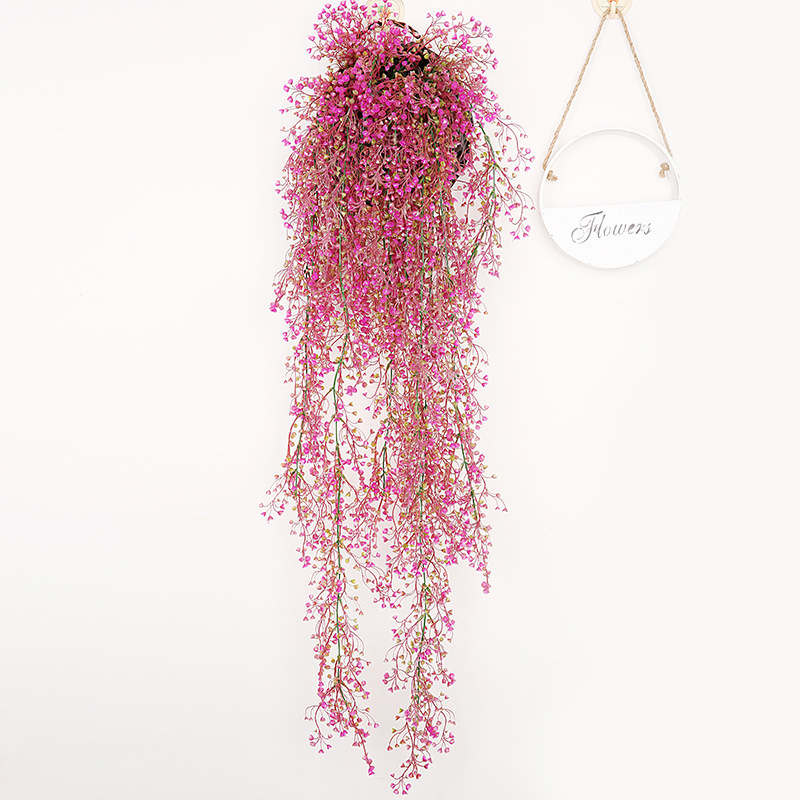 Artificial Golden Bell sauce colgante de pared hogar restaurante decoración de la pared colgante de pared de ratán de plástico decoración de la pared de la planta colgante cesta de la flor al por mayor