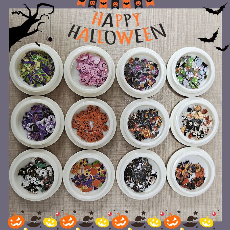 Halloween Nail Art Jewelry Decorative Wood Pulp Piece Independent Bottle Goggle Pumpkin Lantern Nail Art Decoration Spot