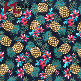 潮流时尚弹力印花帆布面料 100%棉8安印菠萝花帆布面料厂家直销