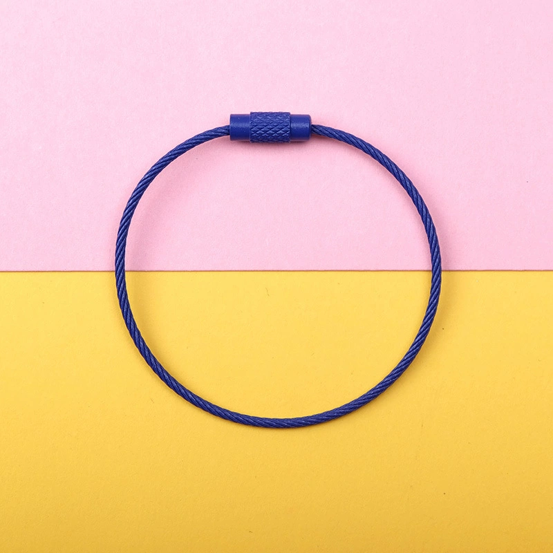 Steel Wire Key Ring Cable, Stainless Steel Keychain Loop, Multi-Color DIY Accessory