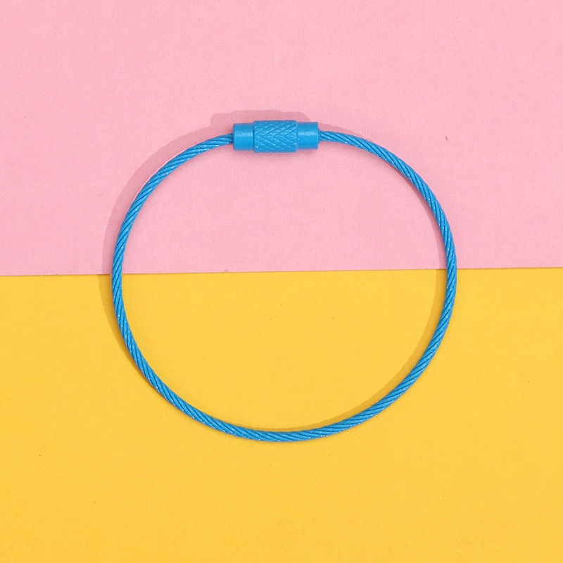 Steel Wire Key Ring Cable, Stainless Steel Keychain Loop, Multi-Color DIY Accessory