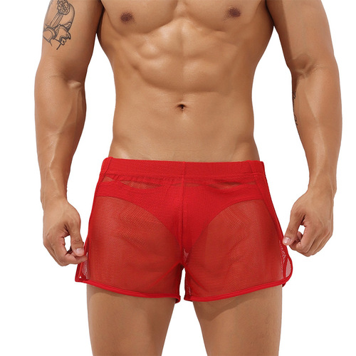 2020 New Shibin Men's Mesh Home Shorts No Lining Transparent Mesh Men's Shorts for Import and Export Factory Wholesale