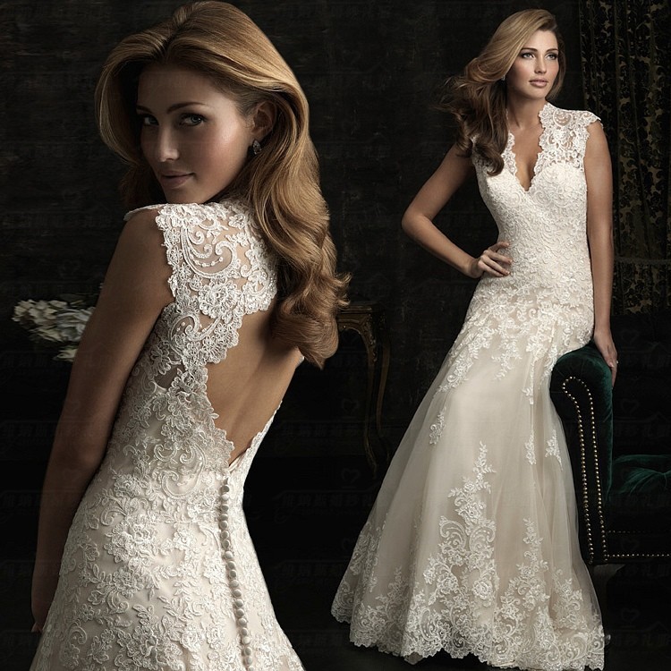 Slim Export Bride 2025 New Shoulder Sexy V Neck Lace Wedding Dress Large Size Fishtail Wedding Dress