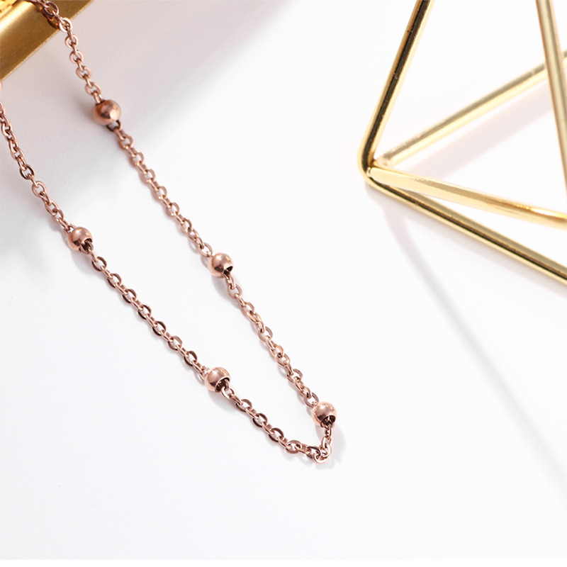 Pequeñas cuentas redondas tobillera de acero de titanio cuentas de arroz de las mujeres anillo de la pierna joyería Accesorios de playa de las mujeres joyería TikTok estilo popular