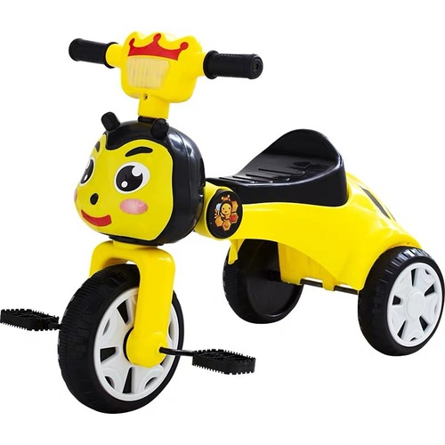 Children's tricycle bicycle with folding music lights, suitable for 1-4 years old, three-wheeled pedal car, kids' toy car