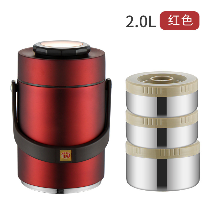 Olla de elevación al vacío de acero inoxidable 304 Fiambrera de aislamiento multicapa Fiambrera sellada para estudiantes adultos Fiambrera multicapa