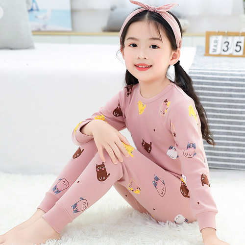 Children's Autumn Set of Trousers and Shorts Pure Cotton New Boys and Girls Baby Children's Home Clothes Autumn Pajamas Spring Underwear