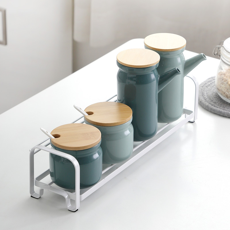 Creativo nórdico cocina condimento tarro hogar cerámica condimento caja traje de almacenamiento de cerámica aceite botella condimento tarro traje