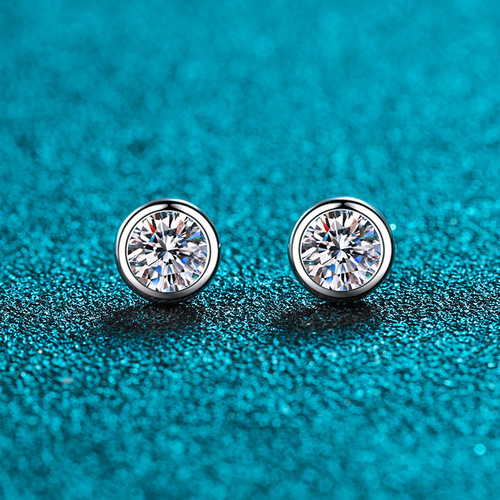 925 sterling silver plated pt950 gold earrings women's style simple moissanite ear jewelry bubble earrings manufacturer wholesale