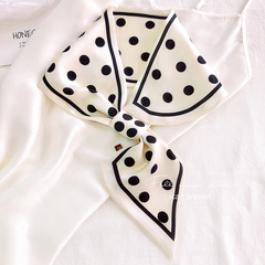South Korea's Dongdaemun new polka dot silk scarf decorative buckle small silk scarf hair tie spring simulated silk scarf