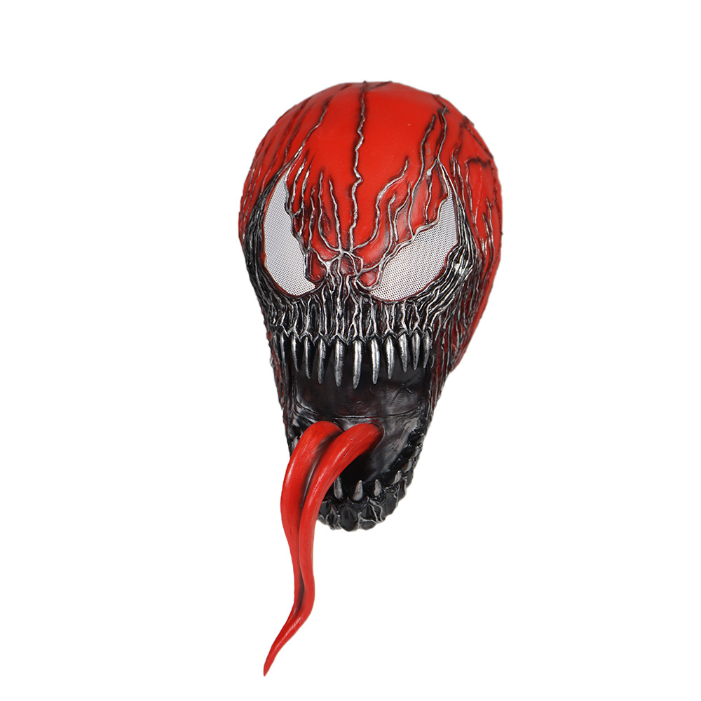 Nuevo todo rojo veneno Spider-Man Cosplay vengadores veneno látex máscara película personaje cabeza cubierta