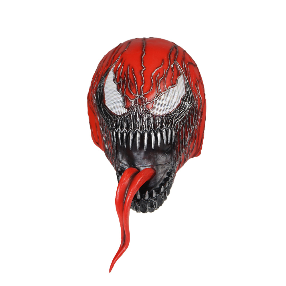 Nuevo todo rojo veneno Spider-Man Cosplay vengadores veneno látex máscara película personaje cabeza cubierta