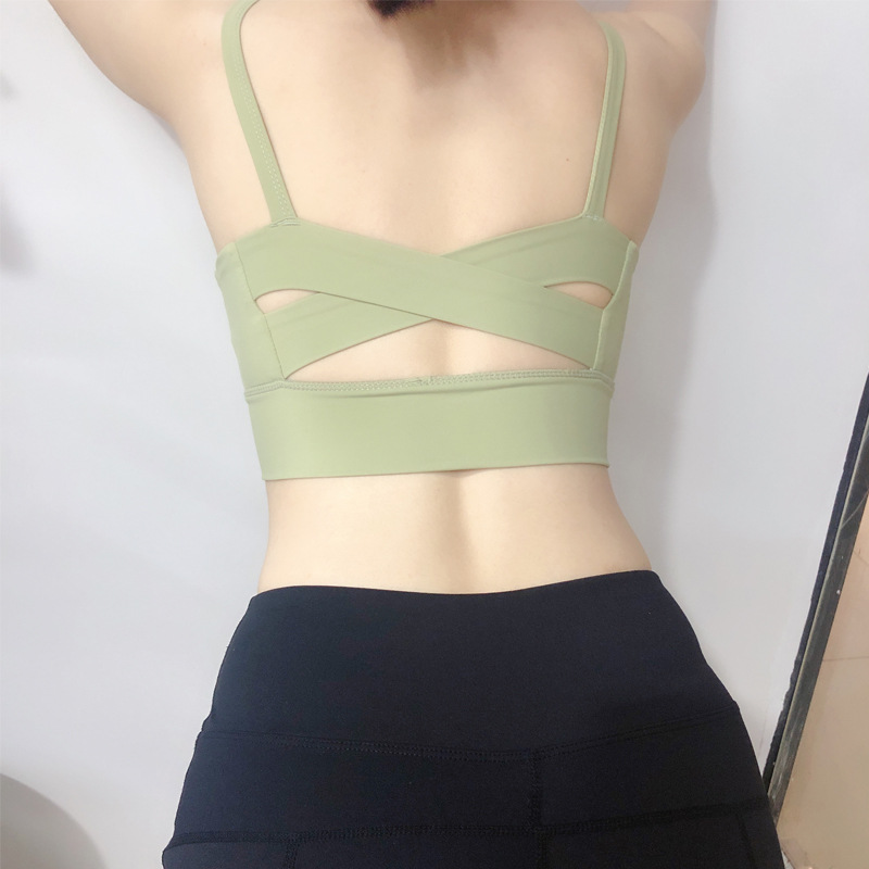 Chaleco deportivo de yoga para mujer estilo coreano abrigo trasero pecho a prueba de golpes sensación desnuda cabestrilla de secado rápido entrenamiento físico sujetador entrega