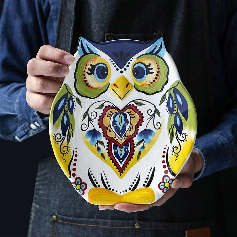 European and American Creative Owl Plates, Personalized Breakfast Plates, Snack Bread Plates, Fashionable Restaurant Decoration Plates Wholesale