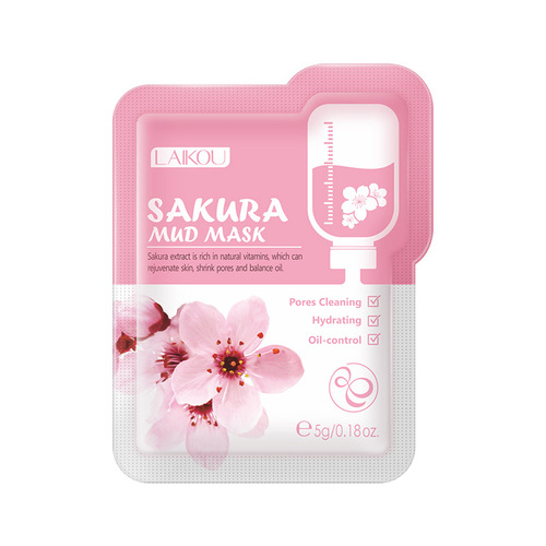 Manufacturer Laiko Sakura Mud Mask Trial Pack Moisturizing Hydrating Cleansing Mask Skin Care Products Wholesale
