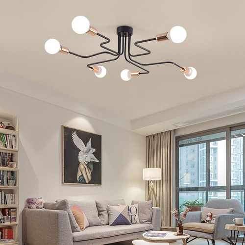 American-style creative minimalist modern living room iron industrial style ceiling lamp study bedroom restaurant clothing store LED light
