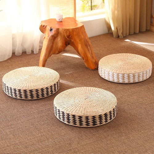 Thickened cushion for meditation mat, handmade grass weaving, straight edge, for sitting on the tatami mat, for sitting and praying, yoga mat, reed grass