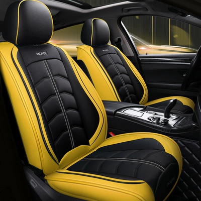 Car cushion four seasons universal fully enclosed leather seat cover 2020 new seat cover summer ice silk all-inclusive seat cushion 19 (Seat cushion, seat cover) - yellow-standard-edition