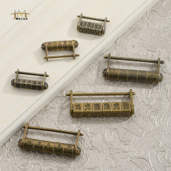 Ancient calligraphy password lock head for Jingmao zinc alloy lock, antique small copper lock, ancient Dong lock, five-wheel retro