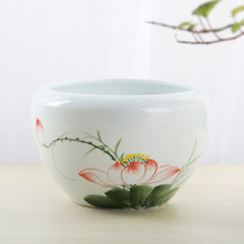 碗莲盆水养荷花缸睡莲盆大号铜钱草绿萝水培花盆无孔陶瓷清风盆景