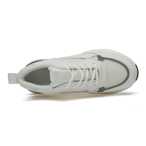 Flying mesh sports and casual sneakers for men, invisible inner height increasing shoes, white shoes, lace-up shallow shoes