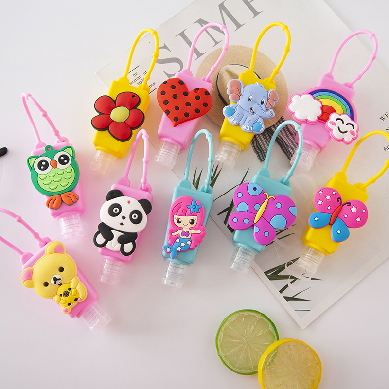 Spot portable hand sanitizer bottle set 30 ml cartoon silicone hand sanitizer disinfection tools wholesale