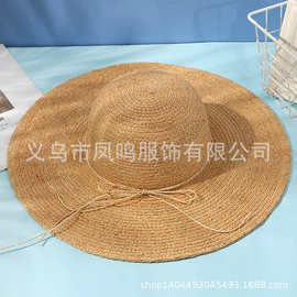 LULLA防晒草帽圆顶成人海边遮阳大帽檐沙滩贝壳毛边女士编织