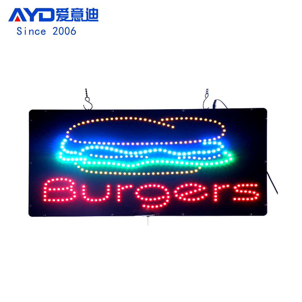 跨境出口30x60cm汉堡快餐店广告牌亚克力室内悬挂LED广告标识牌