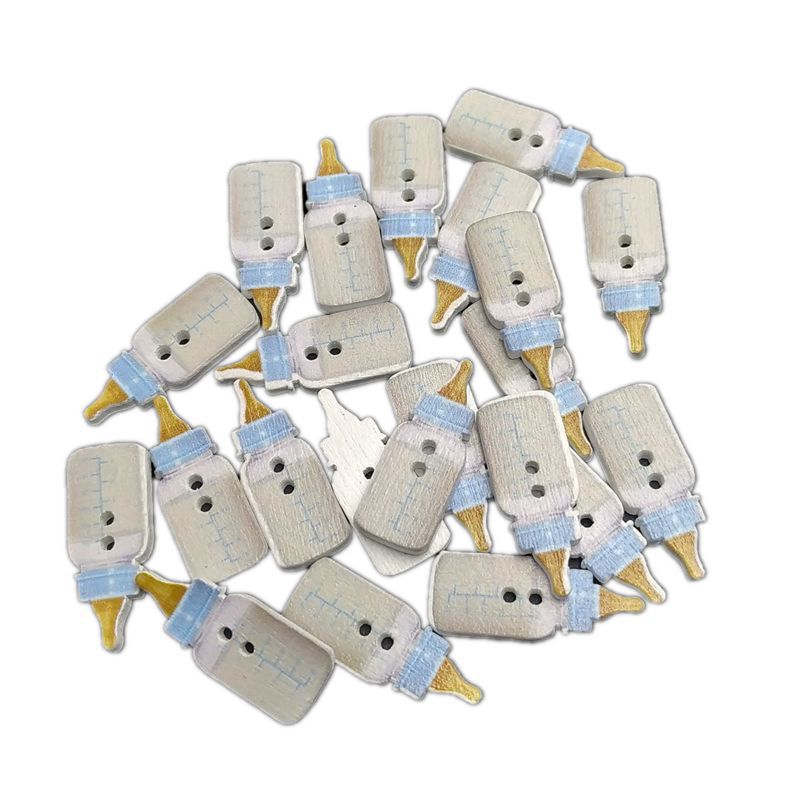 10*25mm fondo blanco pintado biberón de madera de dos agujeros botón hecho a mano accesorios de ropa 50 unids/bolsa