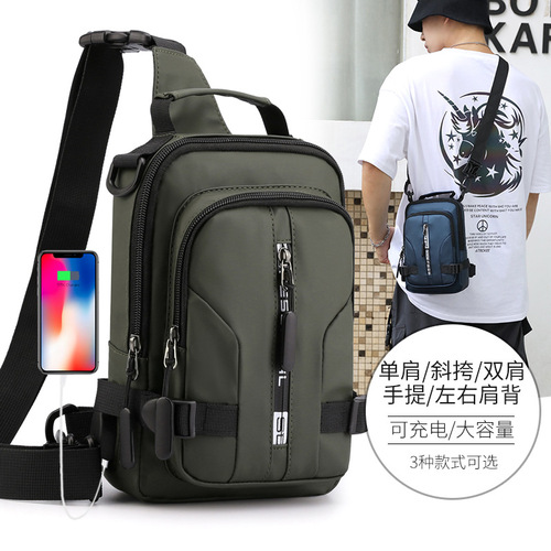 Factory direct sales new casual men's chest bag multi-functional outdoor single shoulder cross-body bag trendy waterproof chest bag cross-border