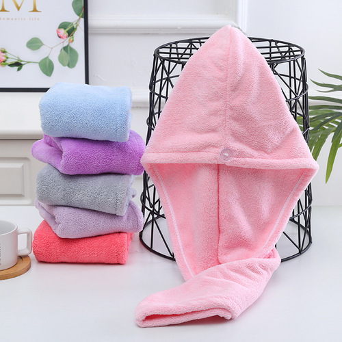 Five Happiness Thick High-density Coral Velour Quick-drying Turban Hat with Water-absorbent Edge Dry Hair Turban Scarf for Autumn and Winter