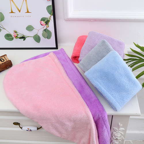 Five Happiness Thick High-density Coral Velour Quick-drying Turban Hat with Water-absorbent Edge Dry Hair Turban Scarf for Autumn and Winter