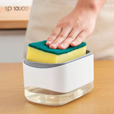 Japanese kitchen press soap box scouring pad cleaner detergent dish brush pot artifact automatic soap box