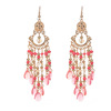 Universal earrings with tassels, European style, boho style, with gem