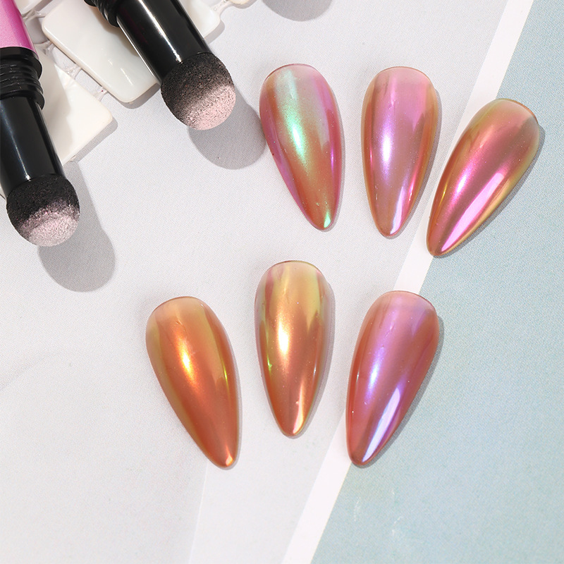 Joyería caliente transfronteriza nueva uñas Aurora cojín de aire pluma mágica Aurora brillo desgaste uñas manicura joyería