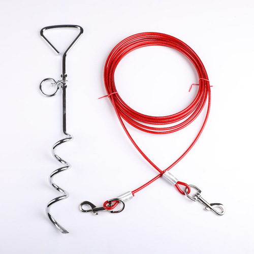 Outdoor spiral ground nail fixed pile dog pile dog tying pile double-headed one-to-two steel wire traction rope matching pet supplies