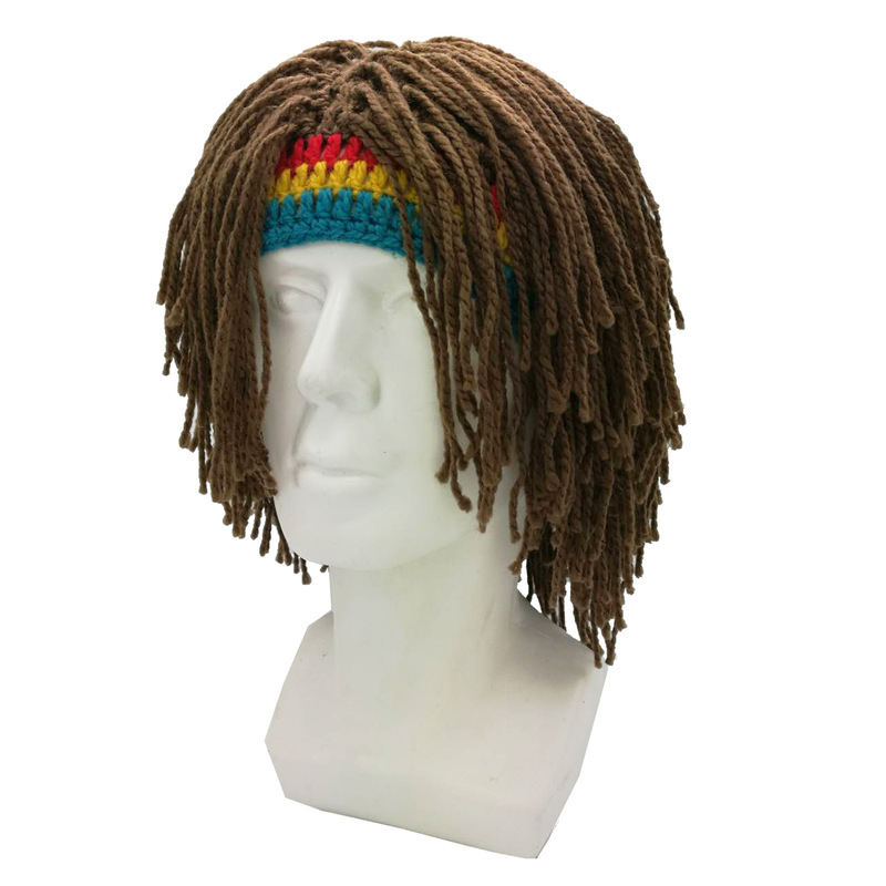 Amazon Halloween Creative Reggae Savage Thick Wig Hat Funny Rasta Hat Knitted Shape Photo