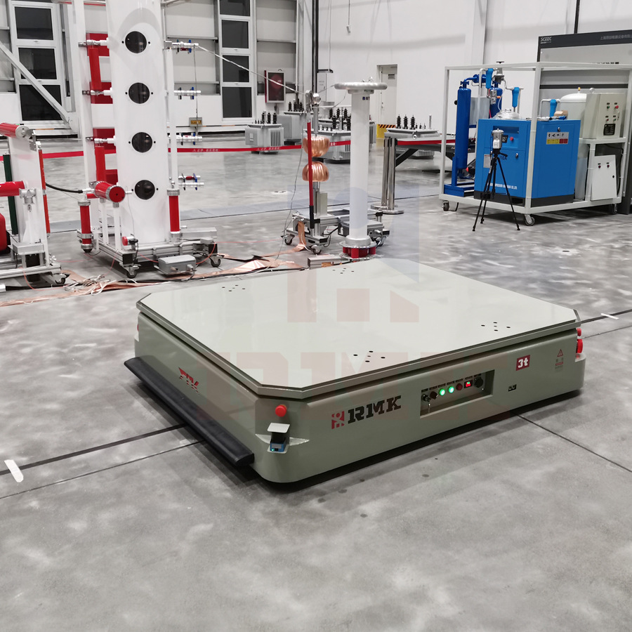 变压器实验检测自动搬运升降平车  电动无轨舵轮转运平板车厂家