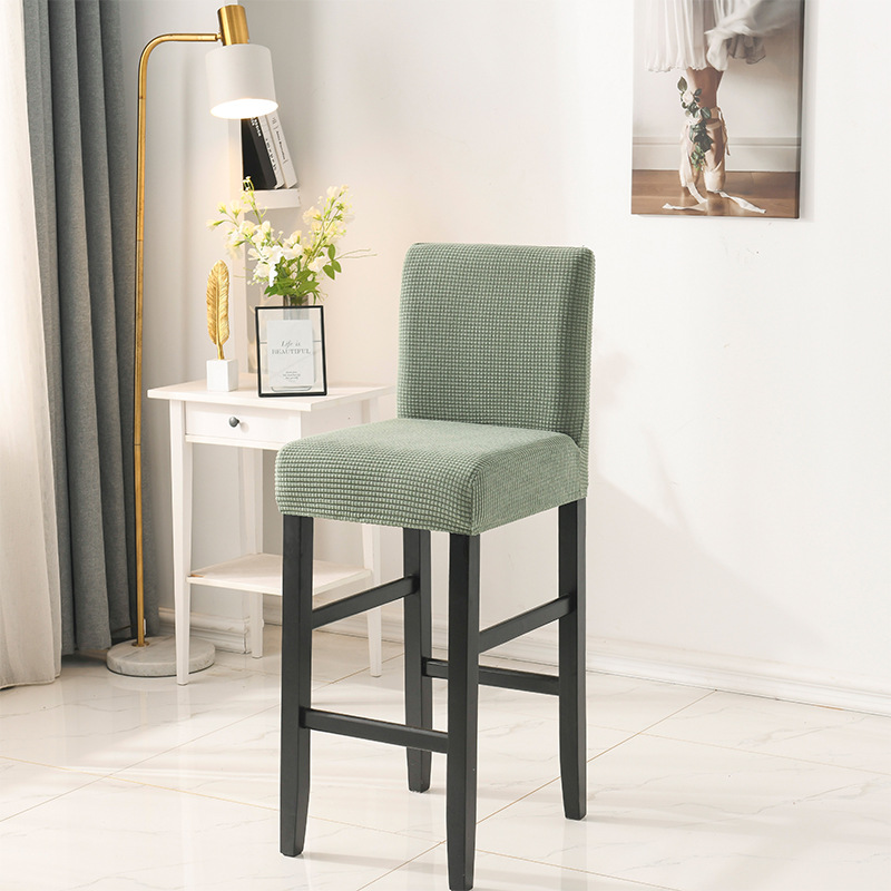 Solid Color Bench Cover Training Bar Chair Elastic High Stool Chair Cover Printed European and American Low Back Chair Cover for Home Use