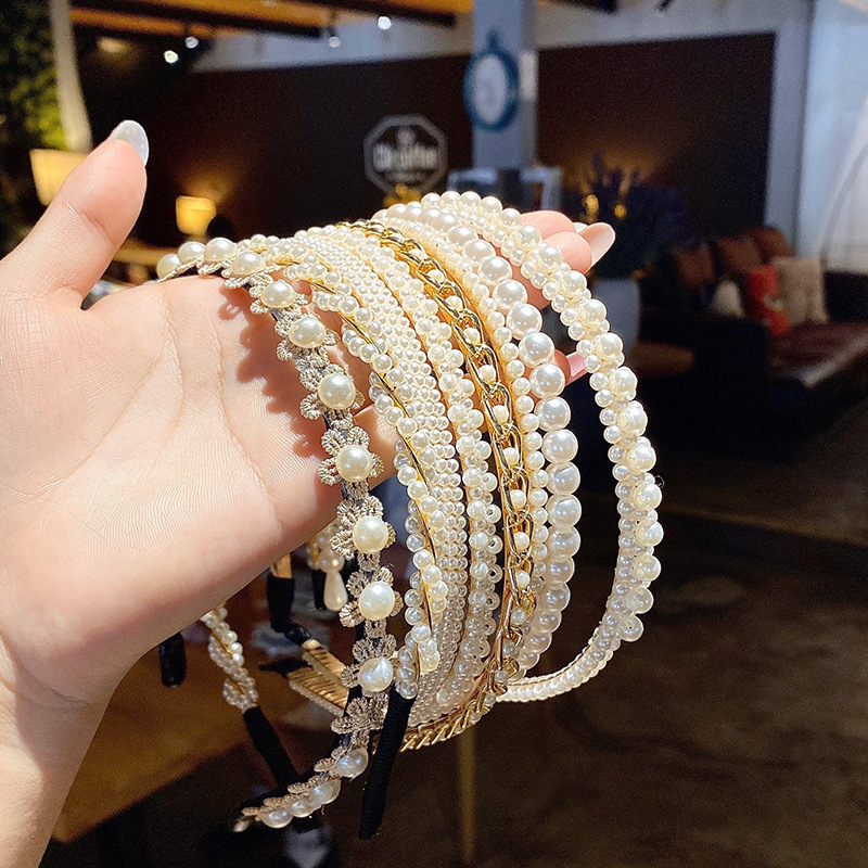 Estilo coreano perla de hadas estilo Chanel diadema de las mujeres del todo-fósforo horquilla retro dulce Super Hada Mori diadema accesorios para el cabello