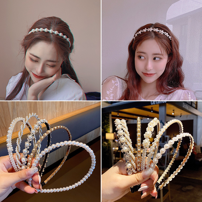 Estilo coreano perla de hadas estilo Chanel diadema de las mujeres del todo-fósforo horquilla retro dulce Super Hada Mori diadema accesorios para el cabello